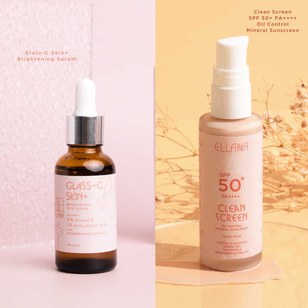Serum & SPF Duo: Clean Screen SPF 50+ PA++++ Oil Control Mineral Sunscreen + Glass C Skin+ Brightening Serum
