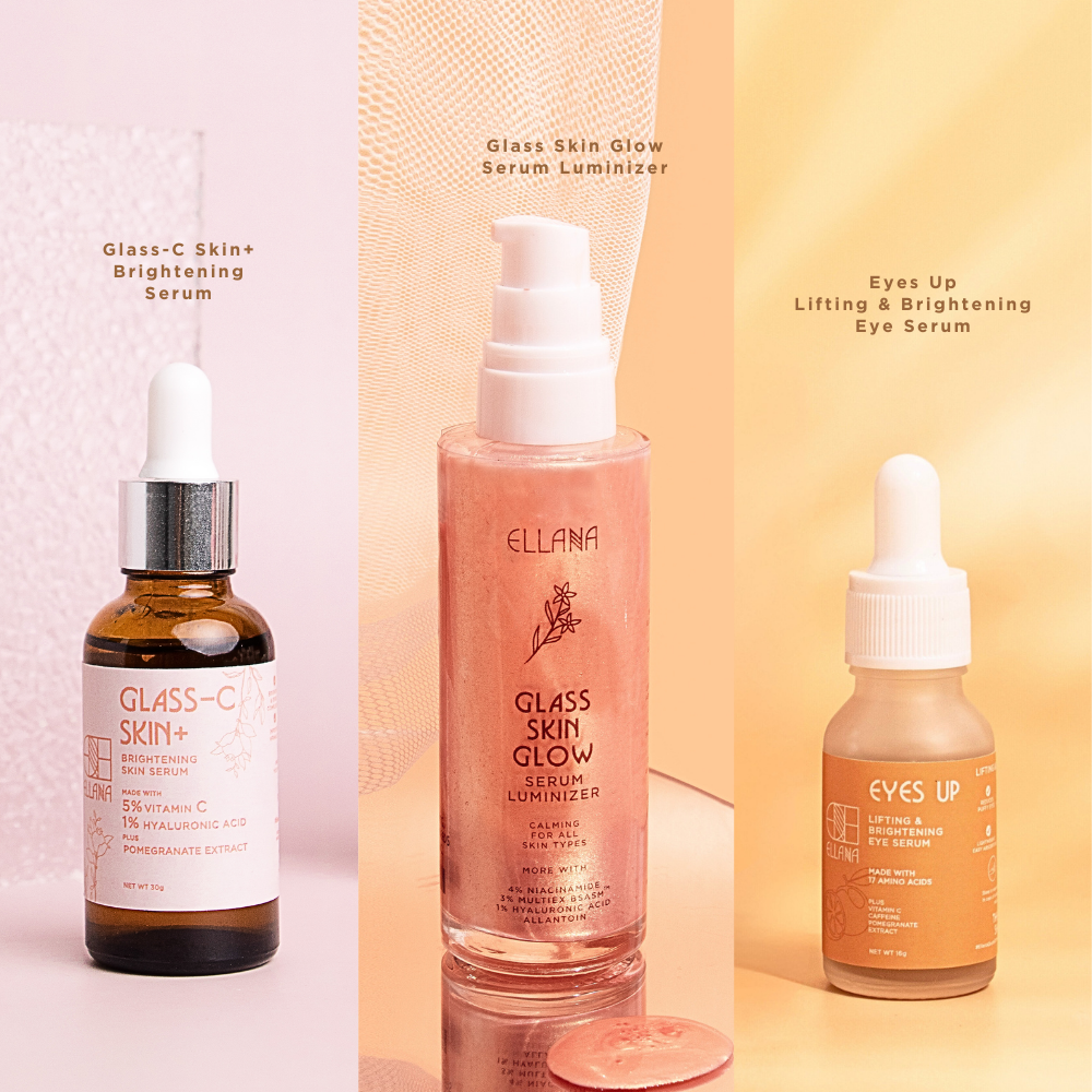 Glow Skin Full Face Serum Set: Glass C Skin+ Serum + Eyes Up Eye Serum+ Glass Skin Glow Serum Luminizer
