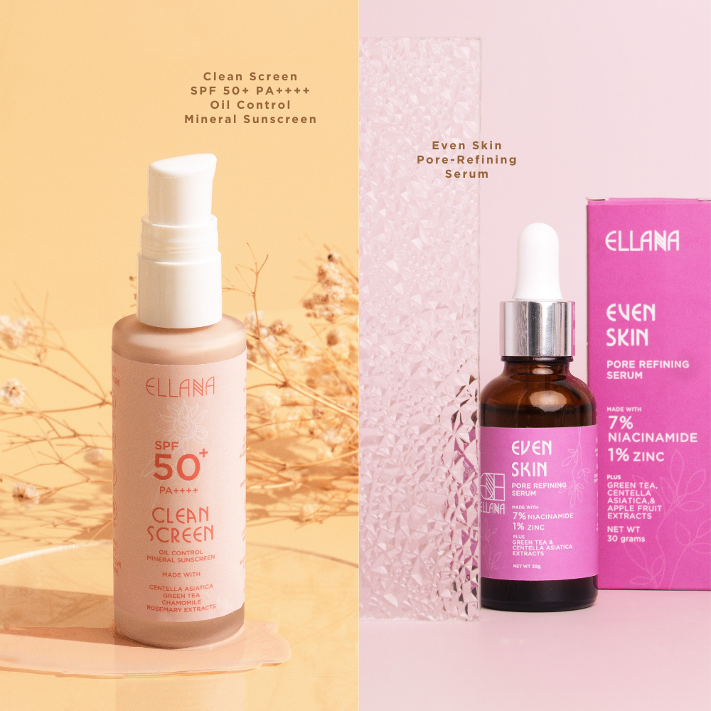 Serum & SPF Duo: Clean Screen SPF 50+ PA++++ Oil Control Mineral Sunscreen + Even Skin Pore-Refining Serum